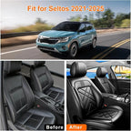 Seltos Car Seat Covers Custom Fit for Kia Seltos 2021-2025 2026, Full Coverage Leather Waterproof Breathable Seat Covers Full Set, Automotive Seat Protectors, Airbag Compatible(5 Seats, Black) - Image 6