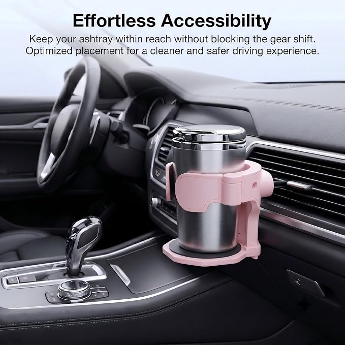 Car Cup Holder, Stable Cup Holder Expander for Car Air Vents, Car Ashtray Holder, Suitable for Sedans SUVs Trucks with Horizontal Blade Vents (Pink) - Image 5