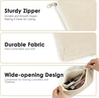 Fammart Corduroy Makeup Bag, Travel Cosmetic Bag Organizer Toiletry Bag Make Up Bags with Zipper & Compartments for Women Girls, 2PCS - Image 5