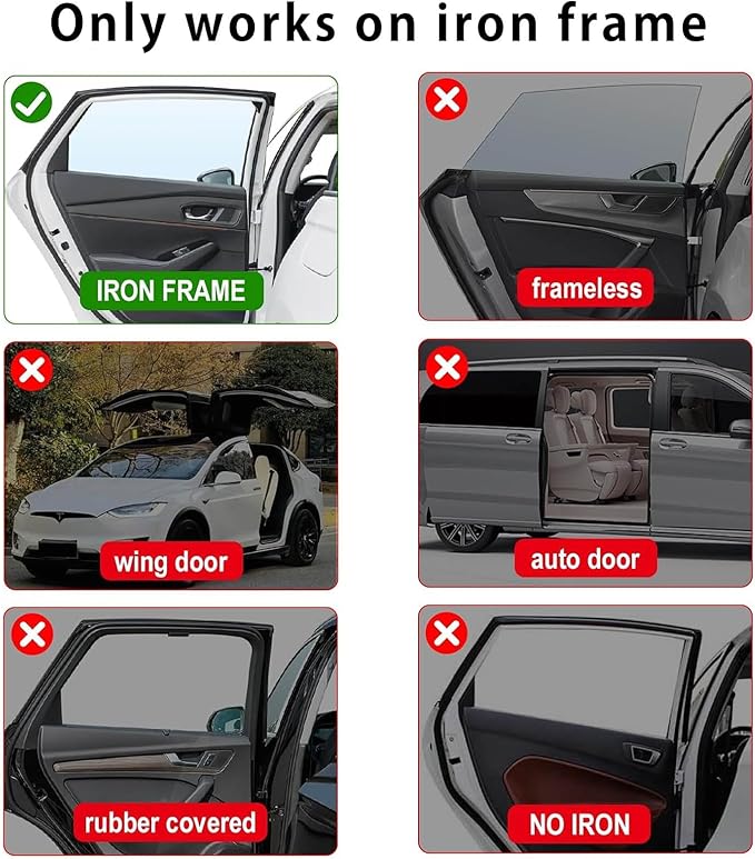 Window Sun Shade Car Curtains - Side Thiken Sun Shades Magnetic 100% Block Light Car Window Covers with Cooler Feeling (Black, front-T-2pcs) - Image 2