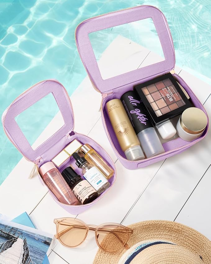 Travel Clear Makeup Bag Set, TSA Approved Cosmetic Bag Case with Zipper Portable Makeup Pouch Toiletry Bag Traveling Cosmetic Organizer Storage Bag Car Organizer Car Essentials - Image 8