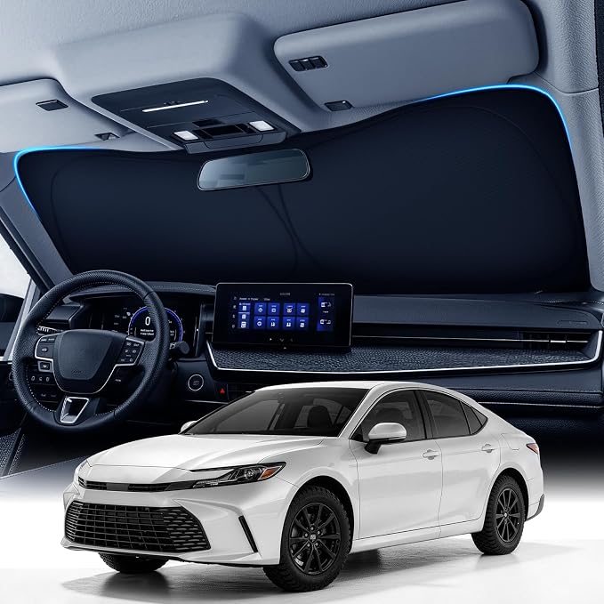 Zanch Custom Windshield Sun Shade for Toyota Camry 2018-2026, 100% Light Blocking, 7-Layer Heat & UV Shield, 3D Scanned Custom Fit, Keeps Cabin Cooler, Foldable Car Accessories by Zanch
