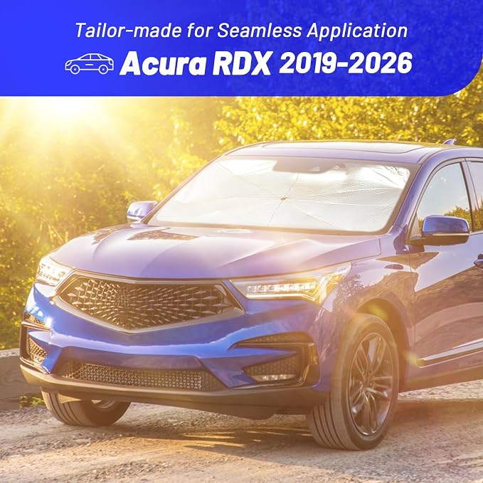 Windshield Sun Shade Umbrella for Acura RDX 2019-2026, Foldable Front Window Sunshade with 360° Rotating Shaft, Custom Fit Car Shades for RDX Accessories with UV & Heat Protection - Image 3