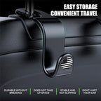 4 Pack Headrest Hooks for Vehicle Seats, Black/Black Flag | rear-row hanging storage, supports bags coats and groceries, fits matching headrest posts, interior accessory - Image 4