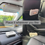 Car Tissue Holder, Sun Visor Tissue Holder, Zipper Car Visor Napkin Holder, PU Leather Backseat Tissue Case for Auto Vehicle (Grey) - Image 2