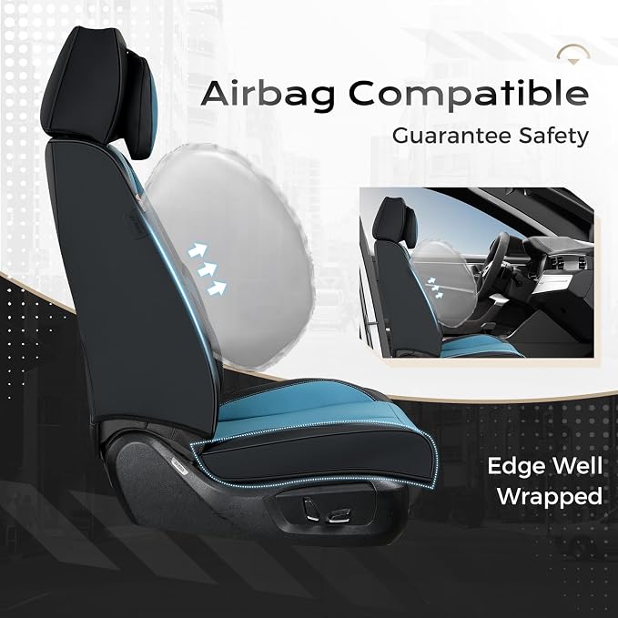 Coverado Car Seat Covers, Seat Covers for Cars, Waterproof Leather Auto Seat Protectors, Leather Car Seat Cushion, Car Interiors Accessories Universal Fit for Most Cars - Image 4