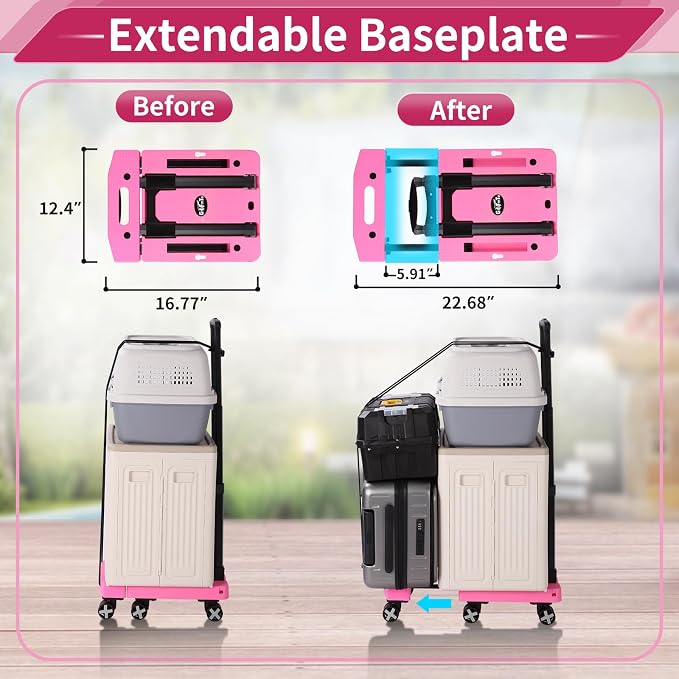 GtIiFmTe Foldable Hand Truck, Lightweight Luggage Cart for Airport Car Seat | Compact Folding dolly with Rotating swivel wheel,storage size12×15.7×4.1",300lbs Load,Upright Lock Handle with 3bungee cords - Image 4