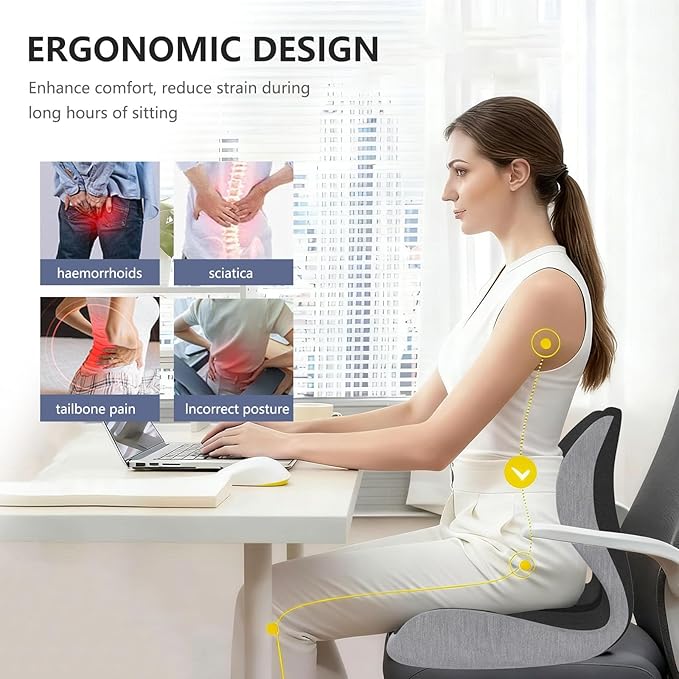 Car Seat Cushion for Long Driving, Office Chair Cushion | Truck Seat Cushion, Increase Height by 3.94 Inch, Double Non slip, Improves Sitting Posture, Sciatica & Tailbone Pain Relief - Image 3