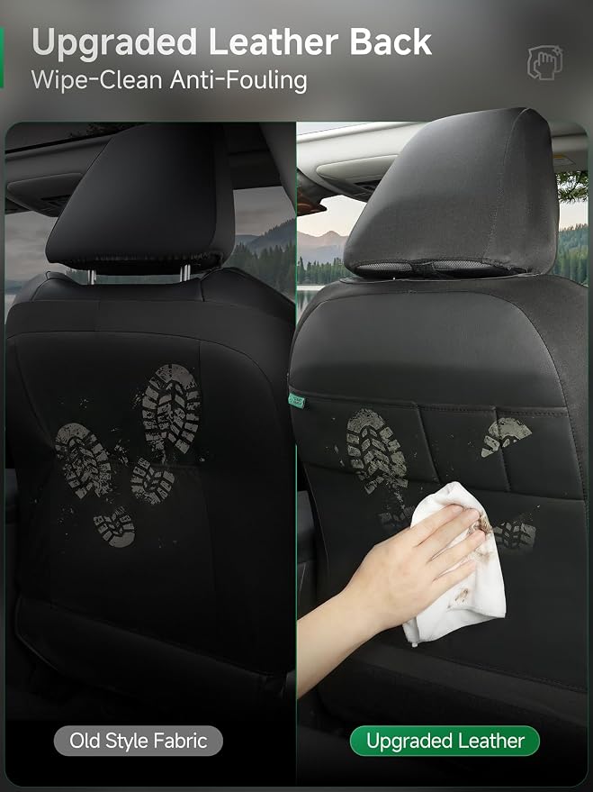 GIANT PANDA Front Truck Seat Covers for Dodge Ram 1500 2500 3500 2003-2026 Limited Laramie Big Horn Crew Cab& Quad Cab,Faux Leather,Solid Black - Image 8