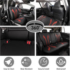 coverdream Full Set Leather Seat Covers for Toyota Corolla 2009-2013 Base,L,LE,XLE Sedan,Airbag Compatible,Waterproof Car Seat Protector,Fit Like A Glove(Black & Red-2) - Image 3