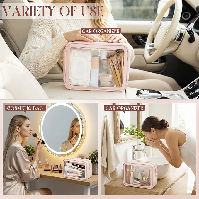 Hsei 6 Pcs Clear Makeup Bags Diaper Bag Organizer Travel Toiletry Bags with Zipper Clear Cosmetic Organizer Car Storage Pouch Bridesmaid Gift for Women Beach Vacation (Skin Tone) - Image 5