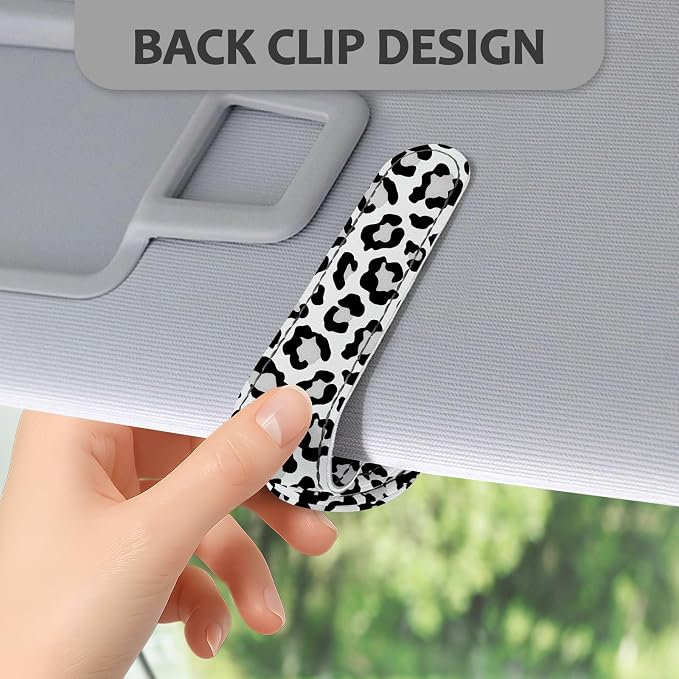 2 Pack Sunglass Holder for Car Visor, Universal Magnetic Car Sunglass Holder for Different Size Eyeglasses, Car Visor Accessories (Leopard-White) - Image 4