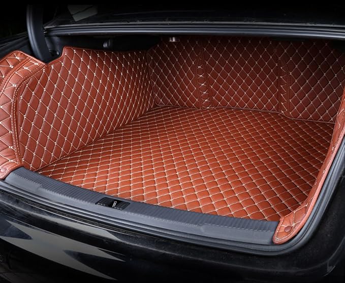 Worth-Mat Cargo Liner Compatible with 2022-2024 Infiniti QX60 2+3+2 Seater Trunk Mat + Backrest Mat +High Side Panel Custom Fit-Brown by ZYCHUANGYING
