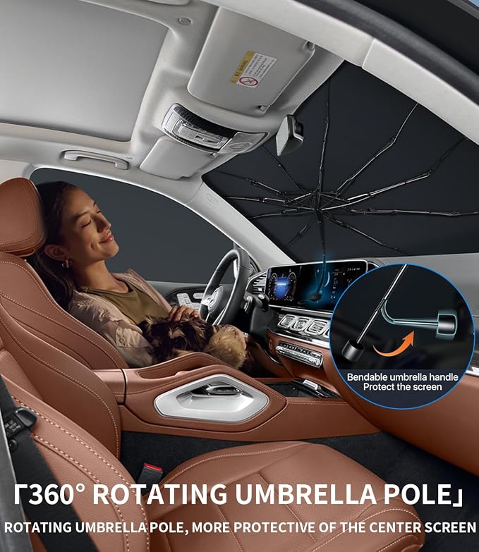 Custom-Fit for Infiniti Windshield Sun Shade Umbrella,Protect Car from Sun Rays,Foldable Car Umbrella Sunshade Cover with 360° Bendable Handle,Designed for Infiniti Accessories (for Infiniti FX) - Image 2