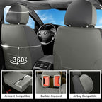 Seat Covers Fit for GMC Sierra 1500/2500/3500 HD 2007-2025,Premium Leather, Waterproof, All-Weather, Airbag Compatible, Breathable, Seat Protectors, Full Set,Gray - Image 4