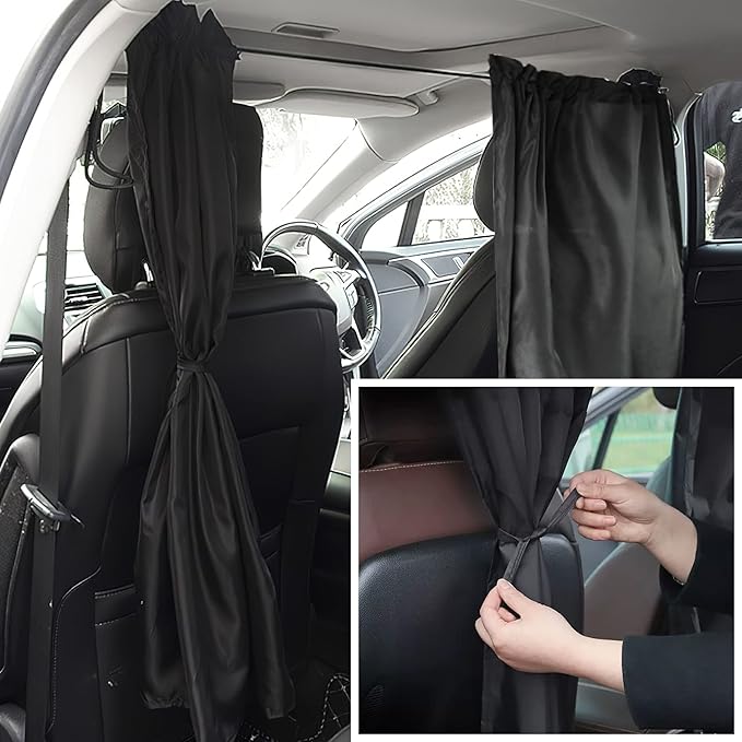 Set of 3 Privacy Curtains for Car, SUV, Van - Includes 1 Rear Seat Divider & 2 Side Windows Divider Curtains for Camping & Sleeping - Image 5