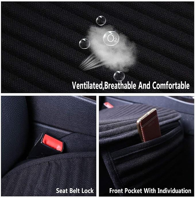 Line Car Seat Cover,Universal Front Seat Coves Buckwheat Hull Cloth Fabric | Cooling Seat Covers For Most Cars, SUVs, Vans Trucks Breathable Comfortable Ventilated Beige - Image 5