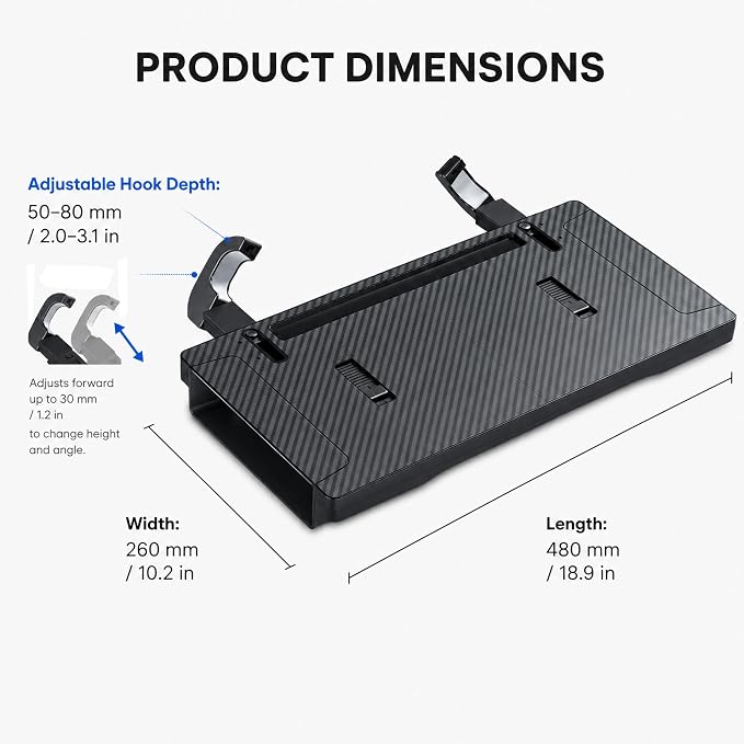 2-in-1 Steering Wheel Tray and Car Laptop Desk with Seat Gap Organizer | Carbon fiber look for working, eating or tablet use, fits standard round steering wheels,use only while safely parked - Image 8