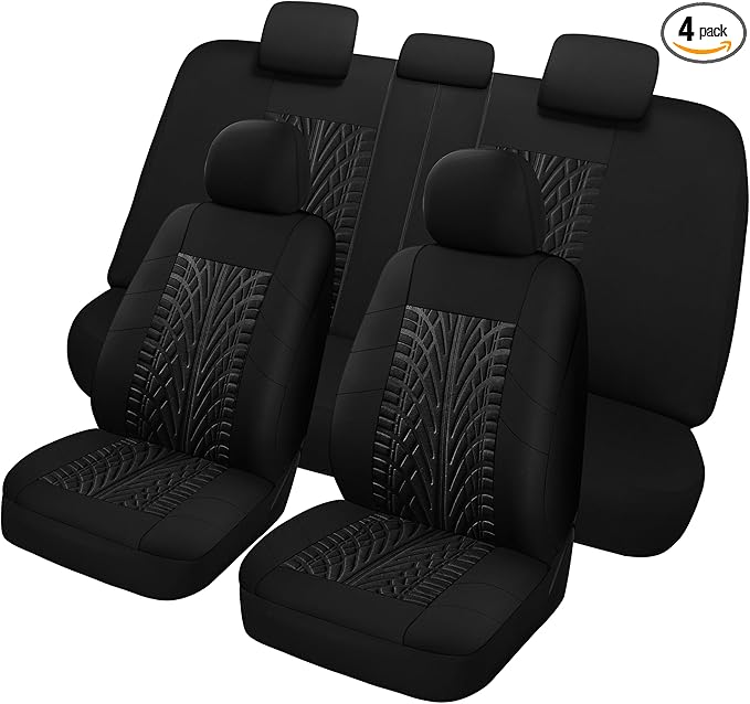 Pariitadin Car Seat Covers Full Set, Washable and Breathable Premium Cloth Automotive Vehicle Seat Cover for Car Interior, Universal Fit for Most Cars, Sedan, Truck, SUV(Black) by Pariitadin
