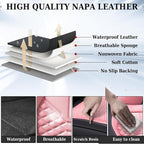 Coverado Seat Covers Full Set, Waterproof Nappa Leather Seat Covers for Cars, 5 Seats Universal Car Seat Protectors, Black and Pink Leather Car Seat Covers Car Seat Cushions Fit for Most Cars - Image 7