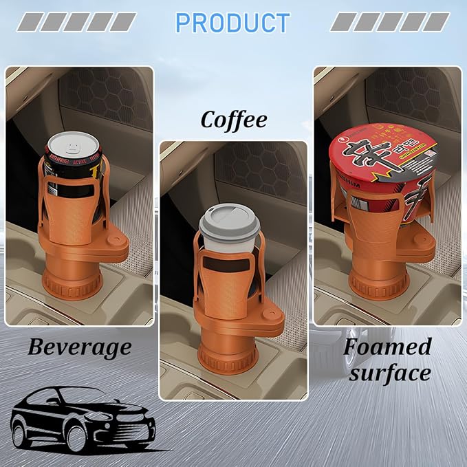 2 in 1 Car Cup Holder Expander, Multifunctional 360° Rotating Vehicle Cup Holder Adapter with Adjustable Base, Auto Interior Drinks Bottles Expander, Universal for Sedan RV Truck - Image 6