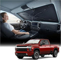 Nmoiss Windshield Sun Shade Umbrella Fit for Silverado 2007-2026 Accessories, [Vinyl Coating Heat Shield] Protect Car from Sun Rays & Heat Damage Keep Cool and Protect Interior by Nmoiss