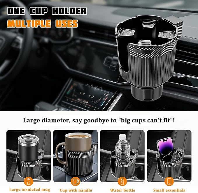 Car Cup Holder Expander, Vehicle Cup Holder Adapter with Adjustable Base, Auto Interior Cupholder Drink Extender Adapter for Most Coffee Mugs Bottles & Cups, Universal for Vehicles - Image 4