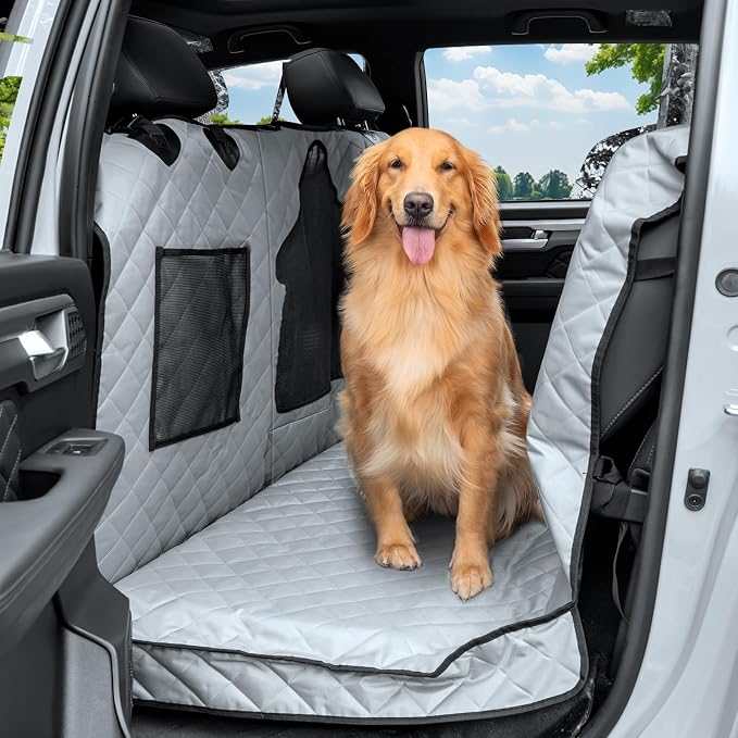 Dog Car Seat Cover for Back Seat - Waterproof Pet Hammock with Embedded Insert Door Protectors (XLarge for Crew Cab Truck with Fold‑Up Seat) by Unknown