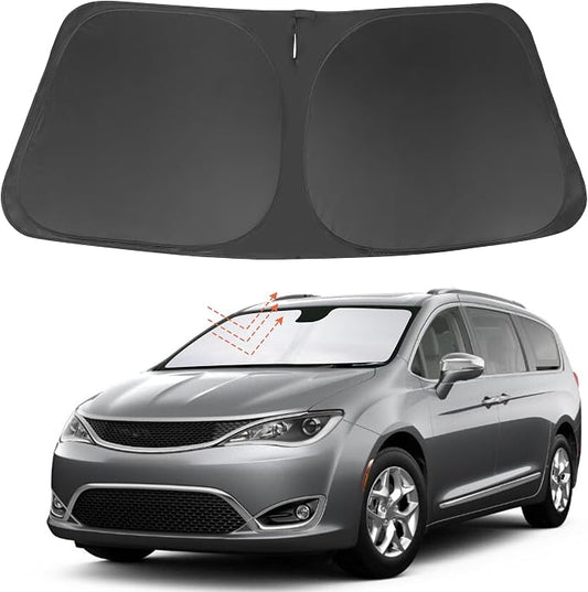 Front Windshield Sun Shade Foldable Car Front Window Sun Shade Windshield Shade Custom Fit for 2017-2025 2026 Chrysler Pacifica Minivan Block UV Rays Heat Keep Cooler by FannycCargoCover