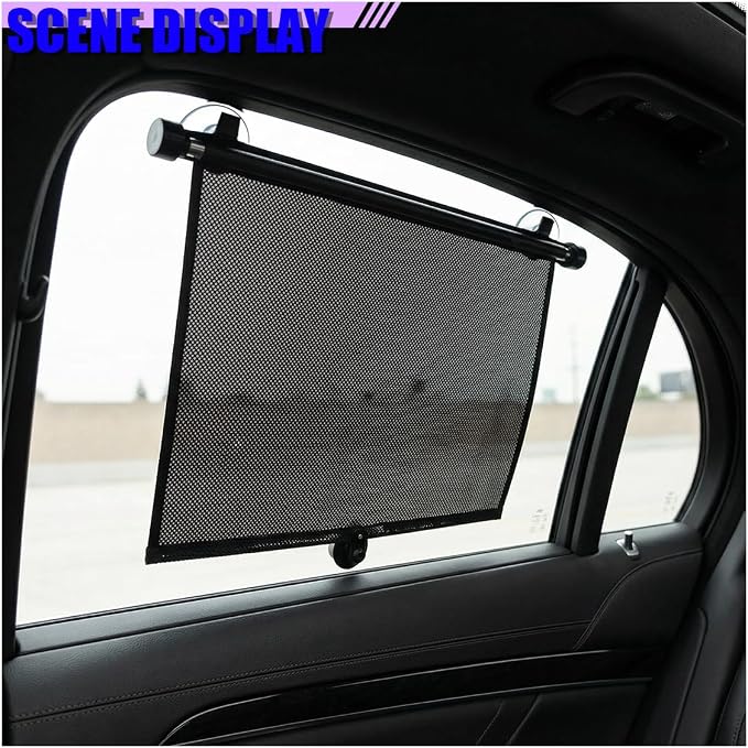 2PCS Car Windshield Sunshade for Baby, 18"×15" Retractable Car Window Sun Shade Protection Cover with Suction Cups, Auto Side Window Shades for Blocking Heat & UV Rays Glare (Black) - Image 3