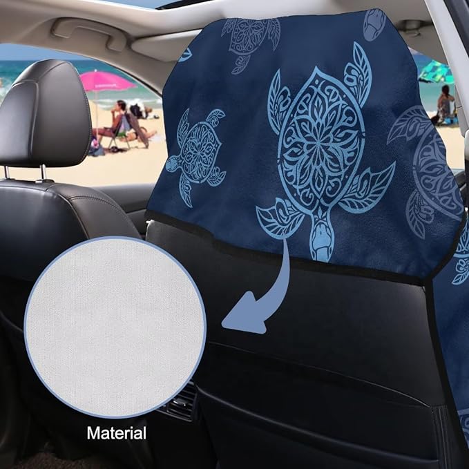 Sea Turtle Car Towel Seat Cover Soft Comfort Front Seat Towel Cover Washable Cars Accessories Universal Fit for SUV Van Truck Sedan 1 Piece - Image 3