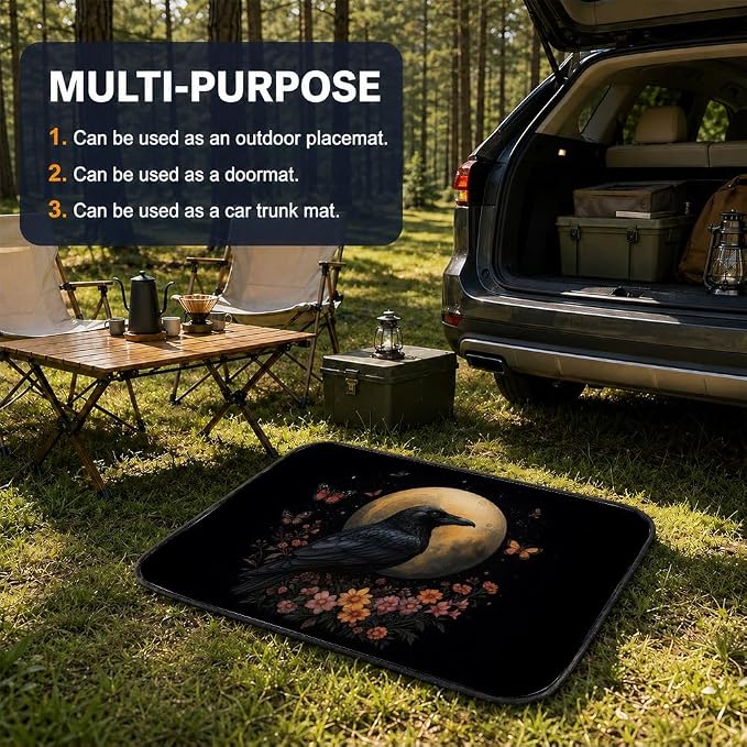 Car Trunk Mat for SUV, 31"x47" Moon Raven Dark Cargo Liner Protector | All Weather Universal Cargo Liners for Dogs, Car Accessory for SUVs/Sedan/Wagons, Durable Non-Slip Washable Rear Cargo Mat - Image 5