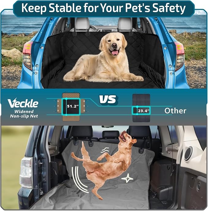 Veckle SUV Cargo Liner for Dogs - Trunk Cover with Bumper Flap Protector | Waterproof Pet Cargo Cover with Side Flaps, Dog Car Seat Cover with Non-Slip Trunk Mat, Prevents Scratches Pet Hair Mud Dirt - Image 7