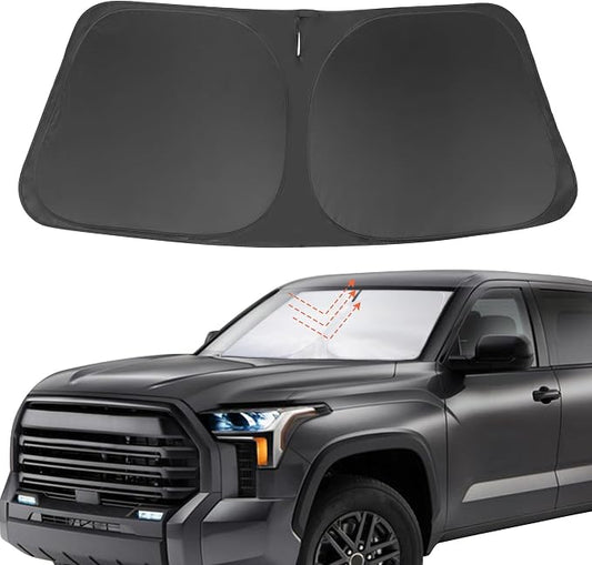 Front Windshield Sun Shade Foldable Car Front Window Sun Shade Windshield Shade Custom Fit for 2007-2021 Toyota Tundra Block UV Rays Heat Keep Car Cooler by FannycCargoCover