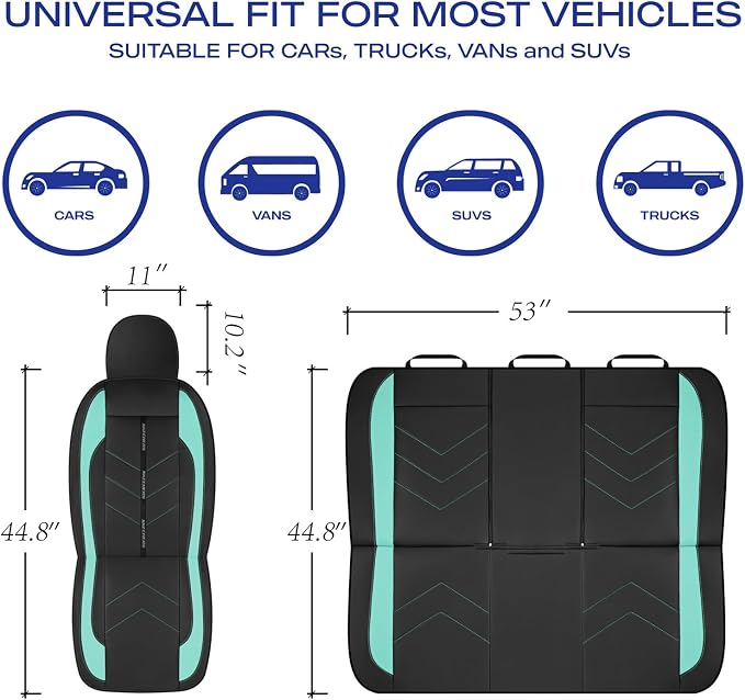 Skechers Car Seat Covers,Luxury Faux Leather Seat Covers,Waterproof Anti Slip Car Seat Protector Front Seats,Car Accessories Airbag Universal Fit for Most Cars,Vans,Trucks,SUV,Mint - Image 5