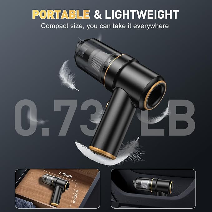 Handheld Car Vacuum Cleaner, 9000PA Hand Held Vacuum Cleaner & Air Duster | 120W High Power Portable Cordless, Rechargeable, Multi-Nozzles & LED Light, For Home, Car, Office - Image 7