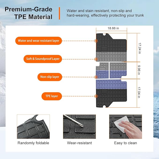 powoq 5 Seats Cargo Mat Compatible with 2010-2024 Toyota 4Runner Trunk Mat TPE Cargo Liner Trunk Liner Back Seat Protector Replacement for 2010-2024 Toyota 4Runner Accessories - Image 5