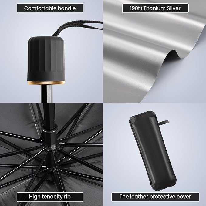 Car Windshield Sun Shade Umbrella Reflector Foldable Window Shade | Blocks UV Rays,Keep Car Interior Cool,Universal Fits SUV,Hatchback,Truck,MPV,Storage bag,57"L x 31.5"W,Car Accessories - Image 5