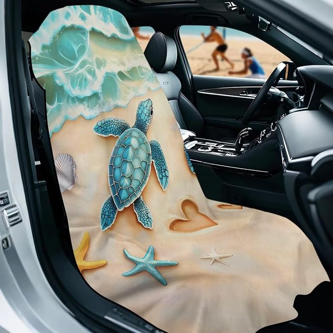 Sea Turtle Car Towel Seat Cover 1 Piece Breathable Car Seat Cover Protector Removable Automotive Accessories for SUV Vehicle Sedan Truck - Image 2