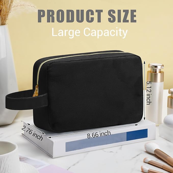 Kacctyen Insulated Makeup Bag for Car Women Cosmetics Bag Heat-resistant Travel Makeup Organizer Waterproof Skincare Case from Melting Freezing Winter Valentines Gift for Women(Medium,Portable,Black) - Image 2