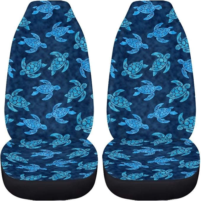 Car Seat Covers Full Set of 2, Blue Sea Turtle Cloth Seat for Auto Front Seats, Breathable Bucket Seat Covers for Cars Car Accessories for Sedan Truck SUV - Image 3