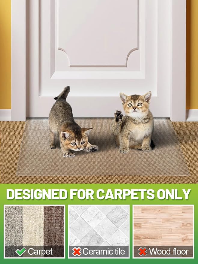 MEWTOGO 9.18Ft(L) Anti-Slip Carpet Protector for Pets | Cat Carpet Protector, Scratch-Resistant Pets Scratch Stopper, Easy to Cut Floor Runner Under Doorway to Prevent Tearing - Image 5