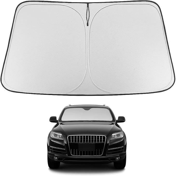 Proadsy Custom Fit 2007-2015 Audi Q7 Windshield Sun Shade, Blocks Heat | 240T Heat Shield, Drops Temp 54°F, Blocks 99% UV, Prevents Dashboard Cracking, Summer Parking & Beach Trips, Easy Twist-Fold by Proadsy