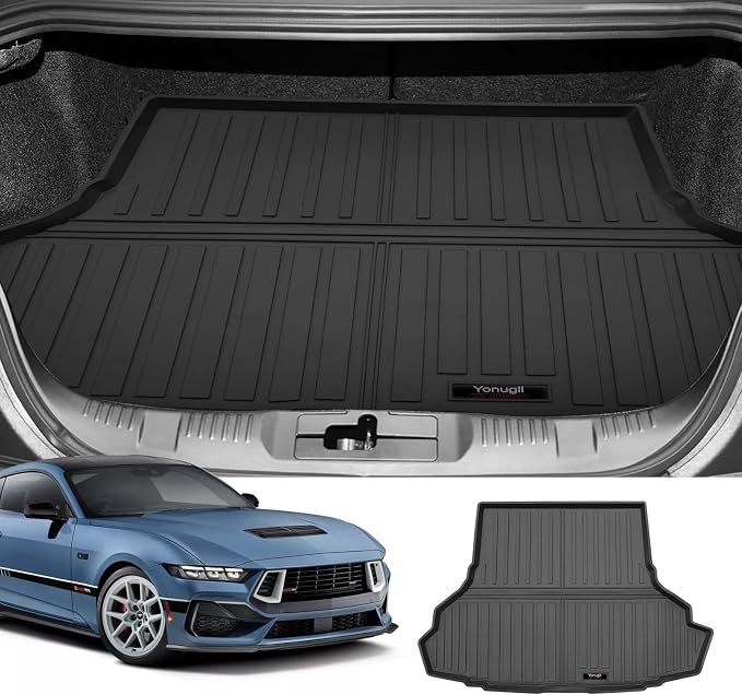 Custom for 2015-2026 Ford Mustang Coupe Cargo Mats Trunk Liner All Weather TPE Protection Mat Accessories (Fit Without Subwoofer in Cargo Area)(Not for Mach-E) - Image 2