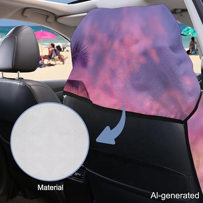 Horeset Sunset Palm Tree Car Seat Towel Cover – Quick-Dry & Washable Front Seat Protector, Universal Fit for Cars SUVs Trucks Sedans Vans, Hawaii Tropical Design - Image 6