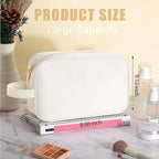 Kacctyen Insulated Makeup Bag for Car Women Cosmetics Bag Heat-resistant Travel Makeup Organizer Waterproof Skincare Case from Melting Freezing Winter Valentines Gift for Women(Medium,Portable,Cream) - Image 2