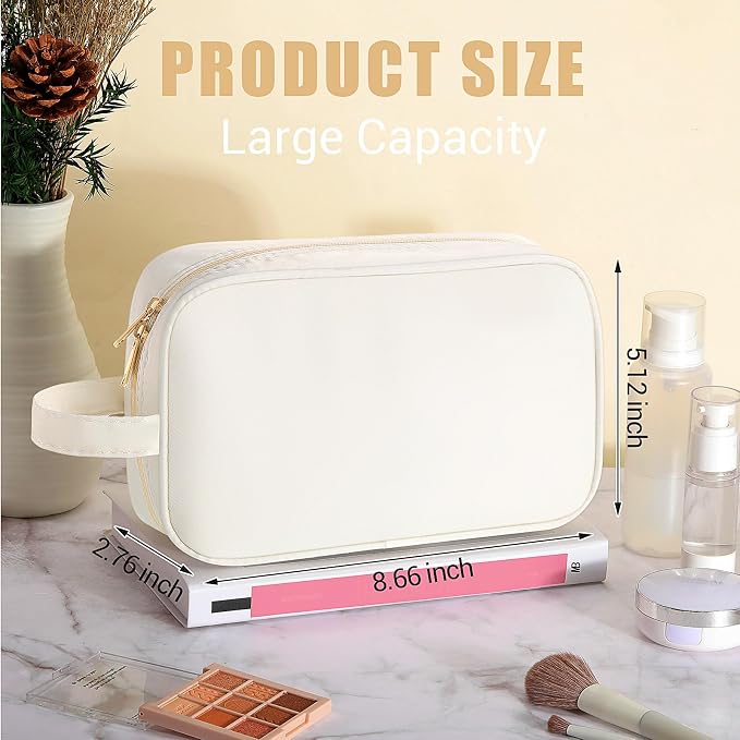 Kacctyen Insulated Makeup Bag for Car Women Cosmetics Bag Heat-resistant Travel Makeup Organizer Waterproof Skincare Case from Melting Freezing Winter Valentines Gift for Women(Medium,Portable,Cream) - Image 2