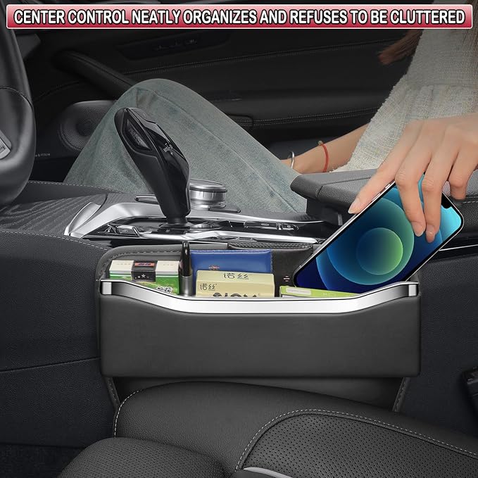 HOLDCY Car Seat Gap Filler Organizer - Leather Console Side Pocket Seat Storage - Stylish and Practical Car Accessories for Cars,SUV,Truck (Black - 1 Pack) - Image 6