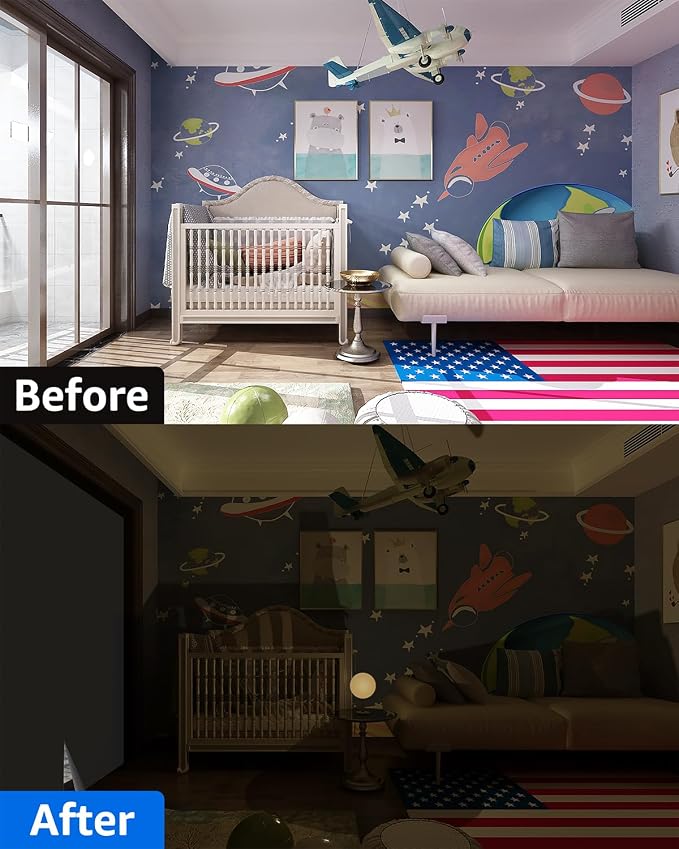 Sumobaby Blackout Curtains Portable 47”x48” No Drill Black Out Window Cover | 100% Blackout Shades with Heat-Resistant Hook&Loop Tapes,Thermal Insulated Window Blinds for Home,Nursery(1 Panel,White) - Image 6