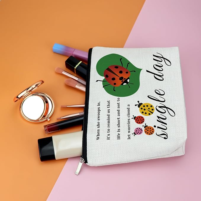 Ladybug Lover Gift Ladybug Makeup Bag Good Luck Ladybugs Gift for Women Inspirational Friendship Gift for Friends Lady Bug Cosmetic Bag Birthday Christmas Gift for Girls Daughter Travel Toiletry Pouch - Image 5